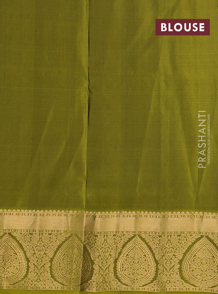Pure soft silk saree cs blue and mehendi green with allover zari woven buttas and rich zari woven border