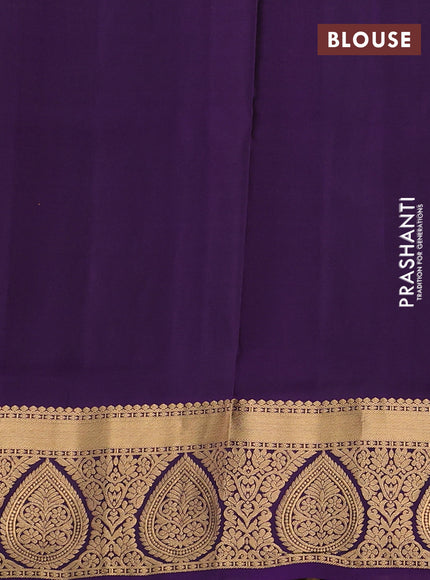 Pure soft silk saree rust shade and purple with allover zari woven buttas and rich zari woven border