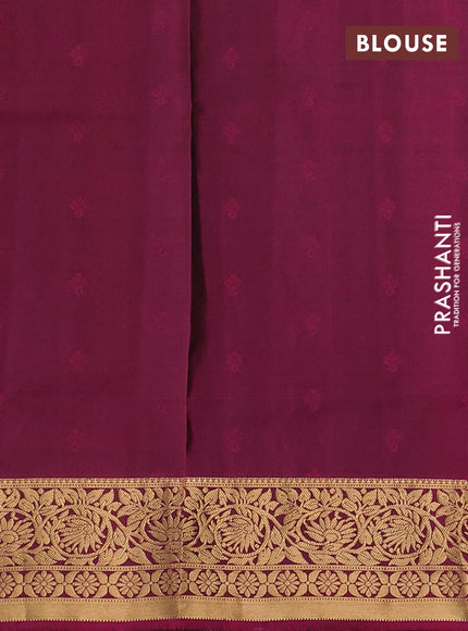 Pure soft silk saree green and dark magenta pink with allover zari woven buttas and zari woven floral border