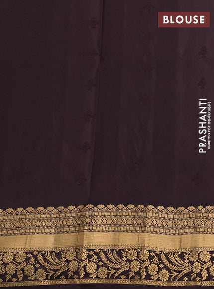 Pure soft silk saree pastel green and coffee brown with allover zari woven buttas and zari woven border