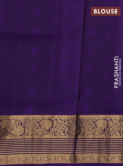 Pure soft silk saree pastel green and violet with allover zari woven buttas and floral zari woven border
