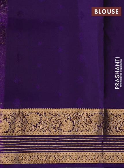 Pure soft silk saree mehendi green and violet with allover zari woven buttas and floral zari woven border