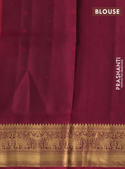 Pure soft silk saree mehendi green and dark pink with allover zari woven buttas and elephant zari woven border