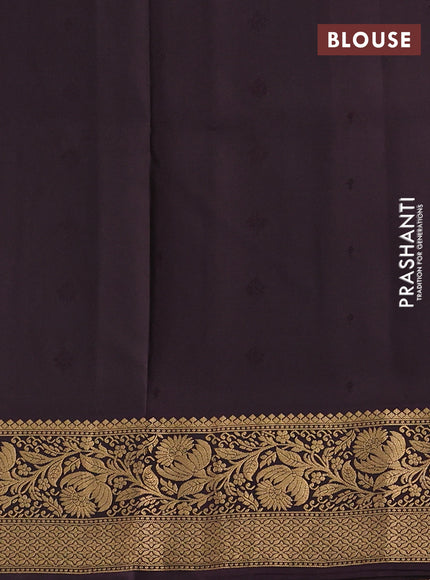 Pure soft silk saree teal greenshade and coffee brown with allover zari woven buttas and rich zari woven floral border