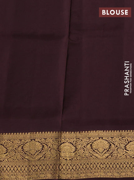 Pure soft silk saree teal blue shade and coffee brown with allover zari woven buttas and rich zari woven border