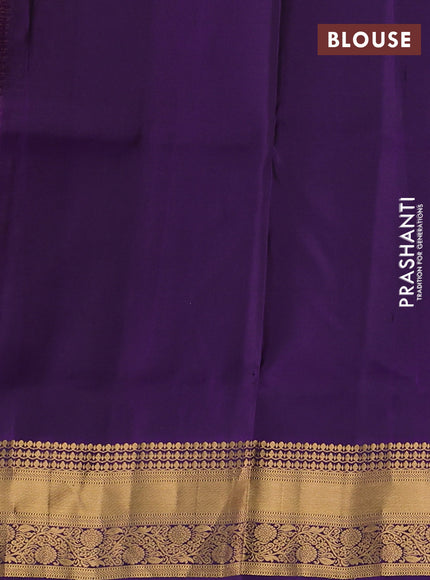 Pure soft silk saree sap green and violet with allover zari woven buttas and rich zari woven border
