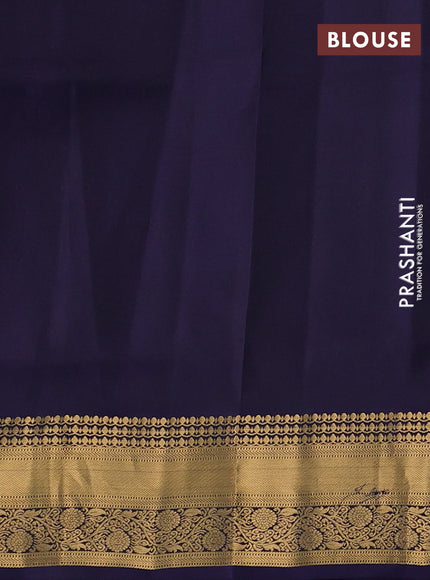 Pure soft silk saree mehendi green and navy blue with allover zari woven buttas and rich zari woven border
