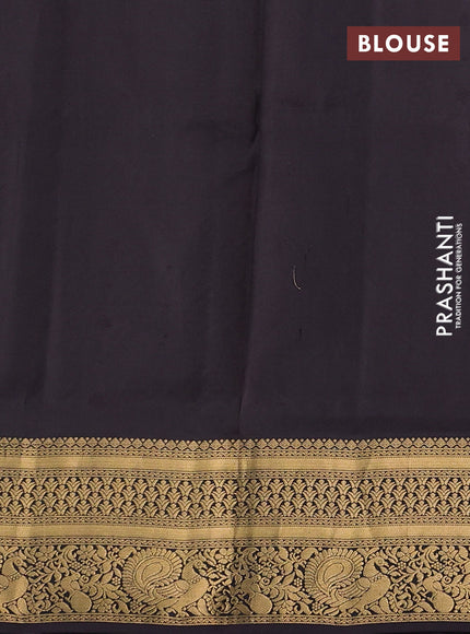 Pure soft silk saree dark mustard and coffee brown with allover zari woven buttas and zari woven annam border