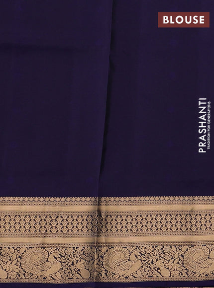 Pure soft silk saree lavender shade and dark blue with allover zari woven buttas and zari woven annam border