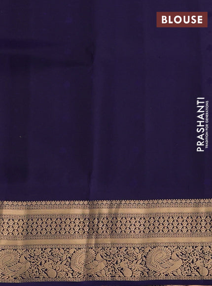 Pure soft silk saree purple and navy blue with allover zari woven buttas and zari woven annam border