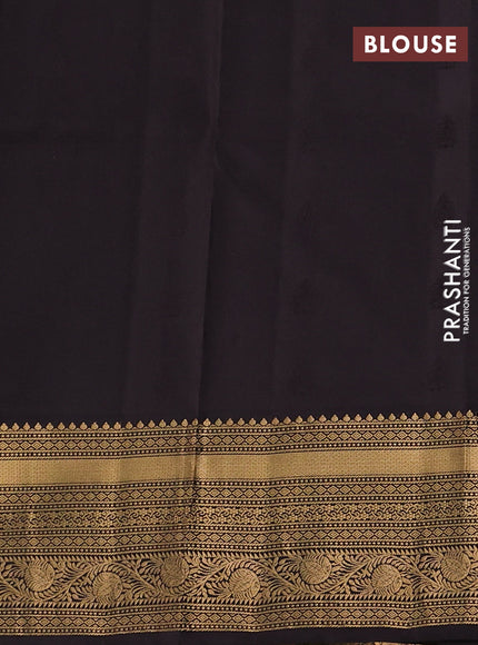 Pure soft silk saree peacock green and coffee brown with allover zari woven buttas and rich zari woven border