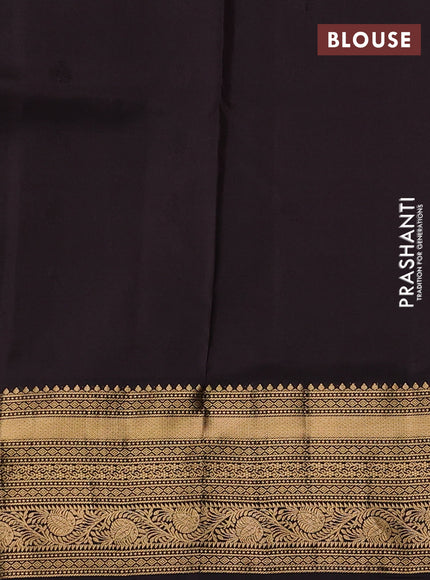 Pure soft silk saree dark magenta pink and coffee brown with allover zari woven buttas and rich zari woven border