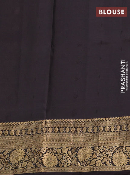 Pure soft silk saree peacock green and deep coffee brown with allover zari woven buttas and rich zari woven border