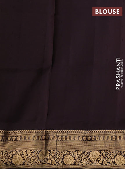 Pure soft silk saree green and coffee brown with allover zari woven buttas and rich zari woven border