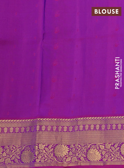 Pure soft silk saree dual shade of cs blue and magenta pink with allover zari woven buttas and rich zari woven border