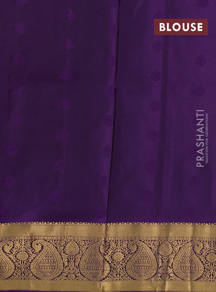Pure soft silk saree maroon and violet with allover zari woven buttas and rich zari woven border