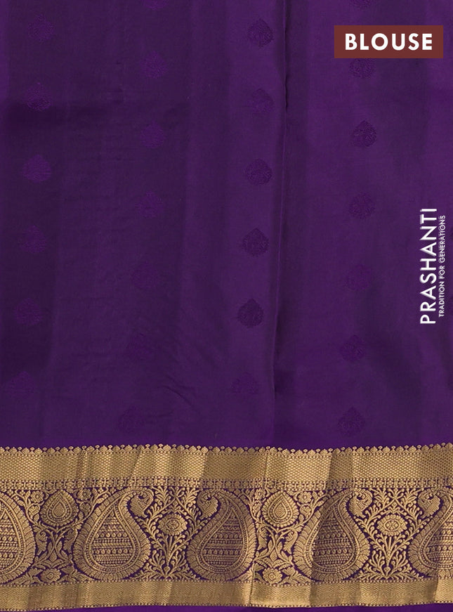 Pure soft silk saree mustard yellow and violet with allover zari woven buttas and rich zari woven border