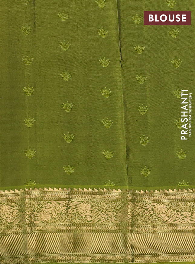 Pure soft silk saree magenta pink and green with allover zari woven buttas and rich zari woven border