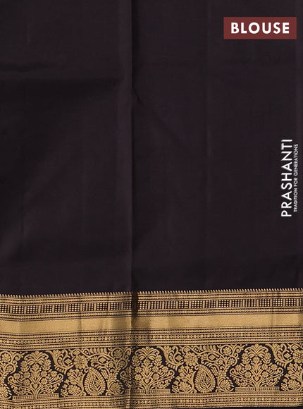 Pure soft silk saree pastel blue and coffee brown with allover zari woven buttas and rich zari woven border