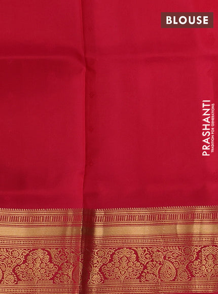 Pure soft silk saree sunset orange and pink with allover zari woven buttas and rich zari woven border