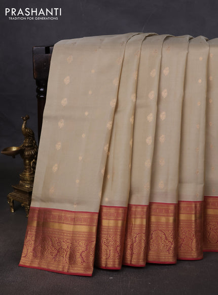 Pure soft silk saree beige and dual shade of pink with allover zari woven buttas and rich zari woven border