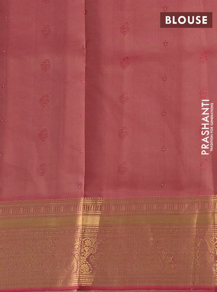 Pure soft silk saree beige and dual shade of pink with allover zari woven buttas and rich zari woven border