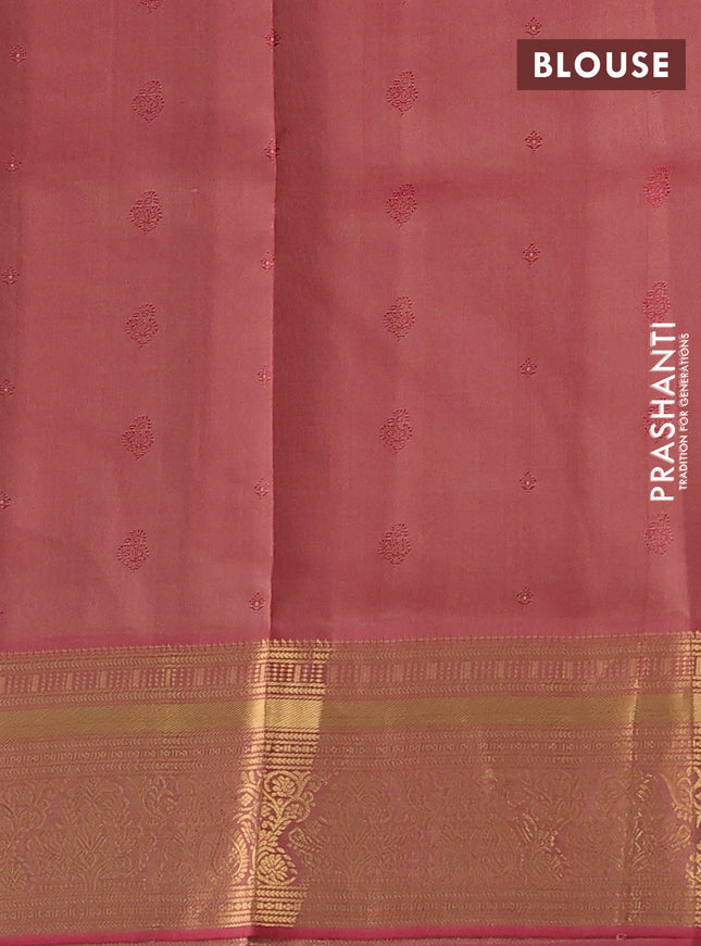Pure soft silk saree beige and dual shade of pink with allover zari woven buttas and rich zari woven border