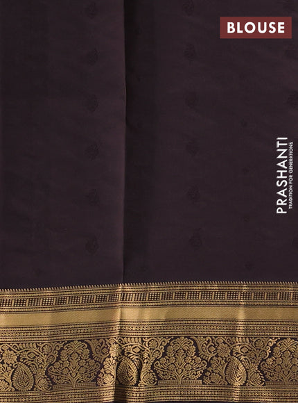 Pure soft silk saree peacock green and coffee brown with allover zari woven buttas and rich zari woven border