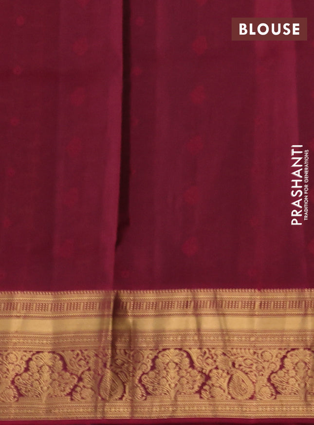 Pure soft silk saree dark mustard and dark magenta pink with allover zari woven buttas and rich zari woven border