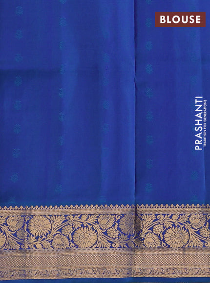 Pure soft silk saree purple and cs blue with allover zari woven buttas and rich zari woven border