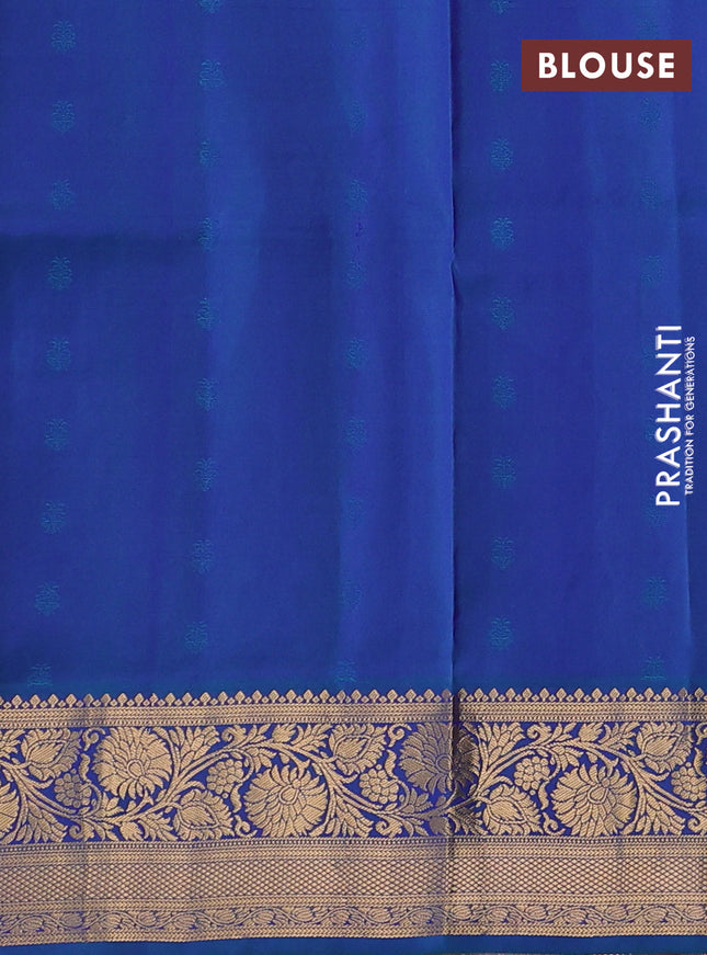 Pure soft silk saree purple and cs blue with allover zari woven buttas and rich zari woven border