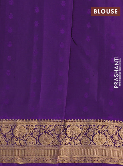 Pure soft silk saree maroon and violet with allover zari woven buttas and rich zari woven border