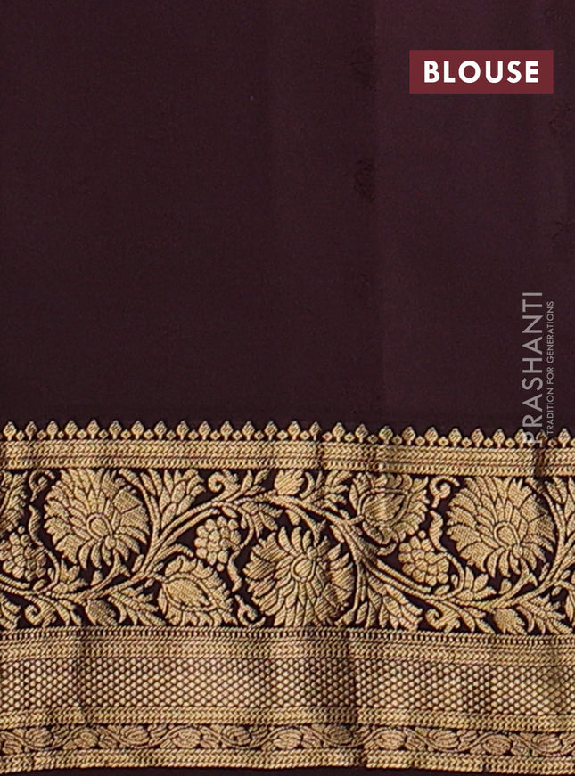 Pure soft silk saree lavender and coffee brown with allover zari woven buttas and rich zari woven border