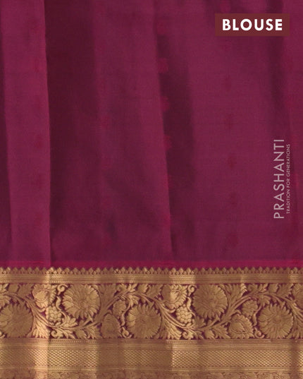 Pure soft silk saree black and dark magenta pink with allover zari woven buttas and rich zari woven border