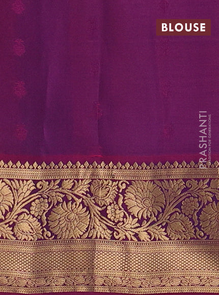 Pure soft silk saree dual shade of bluish green and purple with allover zari woven buttas and rich zari woven border