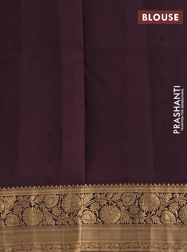 Pure soft silk saree magenta pink and coffee brown with allover zari woven buttas and rich zari woven border
