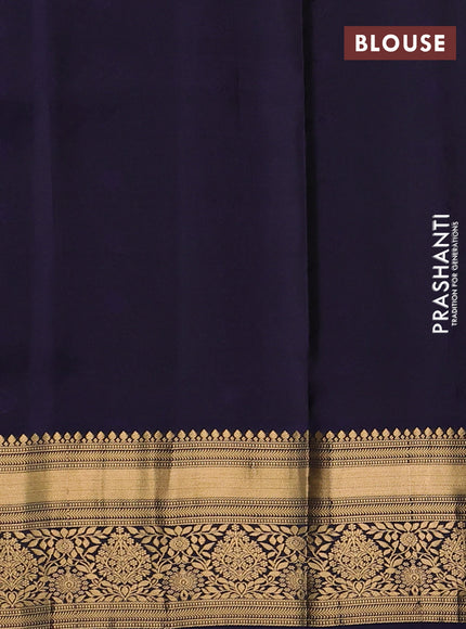Pure soft silk saree elaichi green and navy blue with allover zari woven buttas and zari woven border