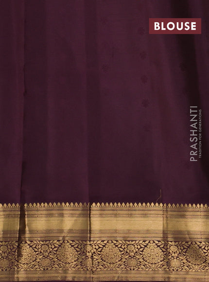 Pure soft silk saree green and wine shade with allover zari woven buttas and zari woven border