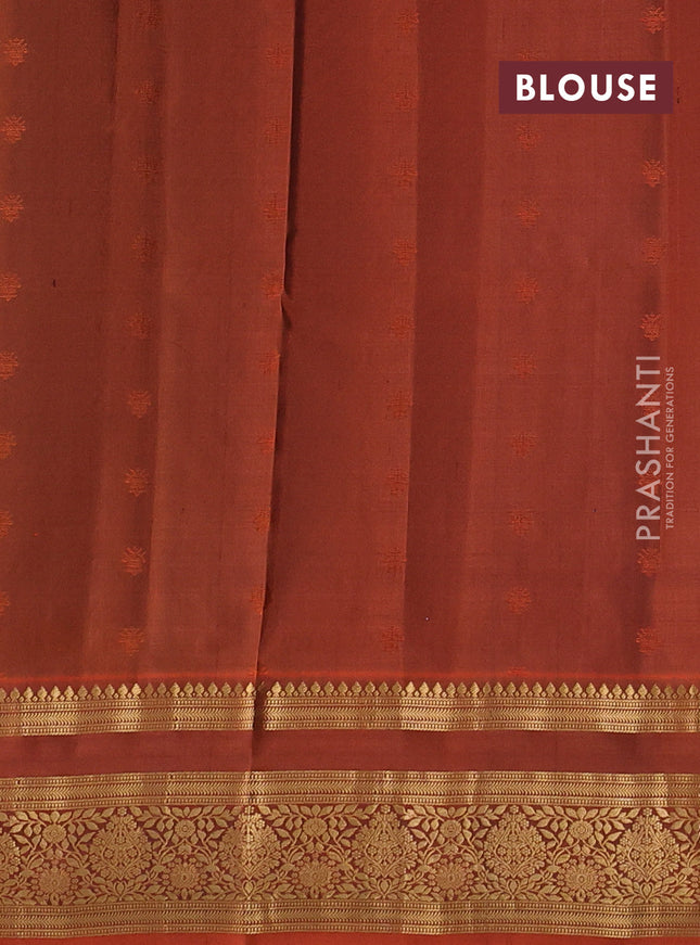 Pure soft silk saree violet and rustic orange with allover zari woven buttas and zari woven border