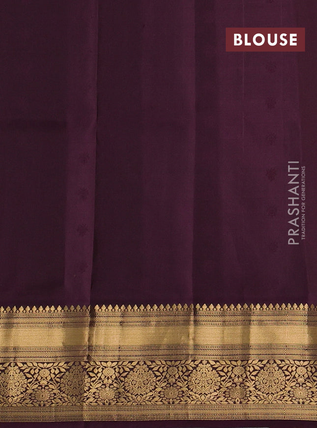Pure soft silk saree peacock green and wine shade with allover zari woven buttas and zari woven border