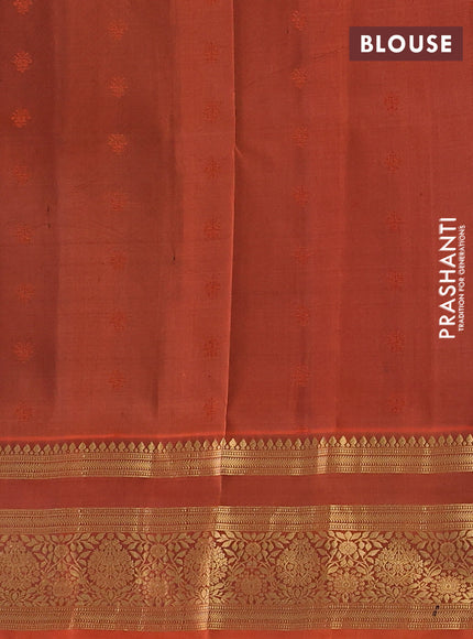Pure soft silk saree coffee brown and rustic orange with allover zari woven buttas and zari woven border
