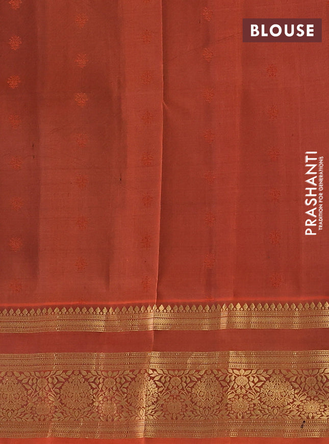Pure soft silk saree coffee brown and rustic orange with allover zari woven buttas and zari woven border