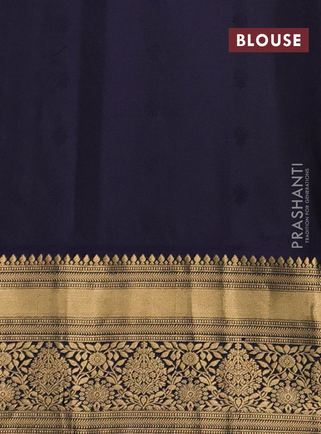 Pure soft silk saree grey shade and navy blue with allover zari woven buttas and zari woven border
