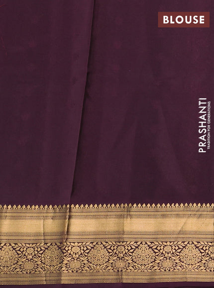 Pure soft silk saree pastel purple and wine shade with allover zari woven buttas and floral zari woven border