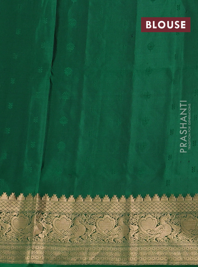 Pure soft silk saree maroon and green with allover zari woven buttas and annam zari woven border