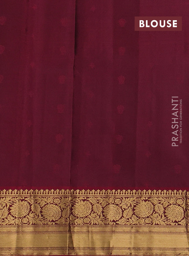 Pure soft silk saree peacock green and maroon with zari woven buttas and zari woven border