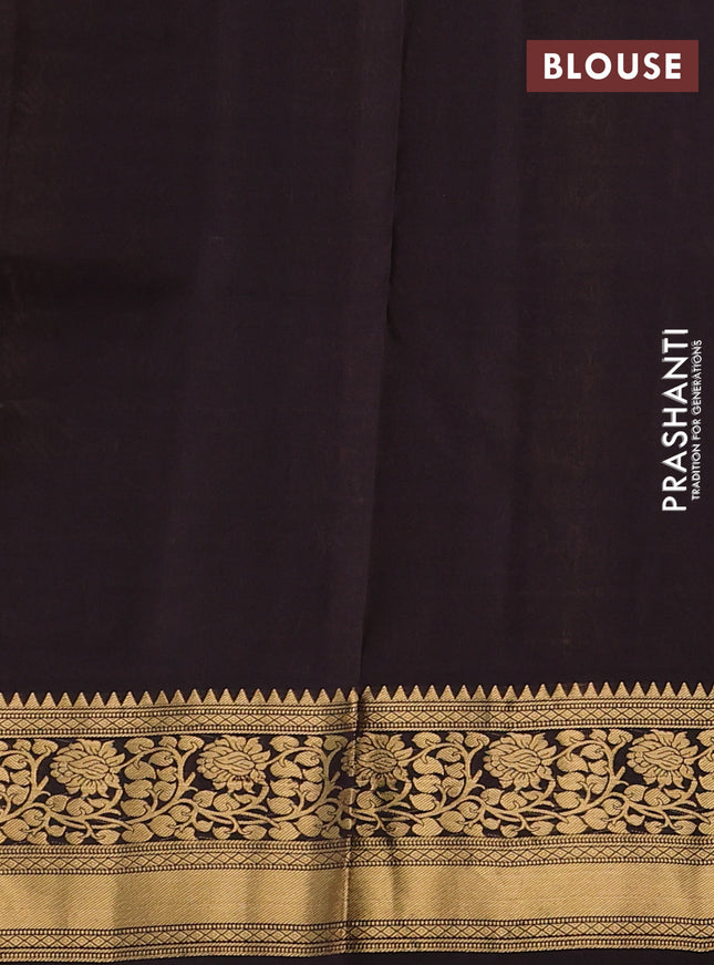 Pure soft silk saree mehendi green and coffee brown with zari woven buttas and zari woven border