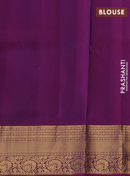 Pure soft silk saree navy blue and magenta pink with zari woven buttas and zari woven border
