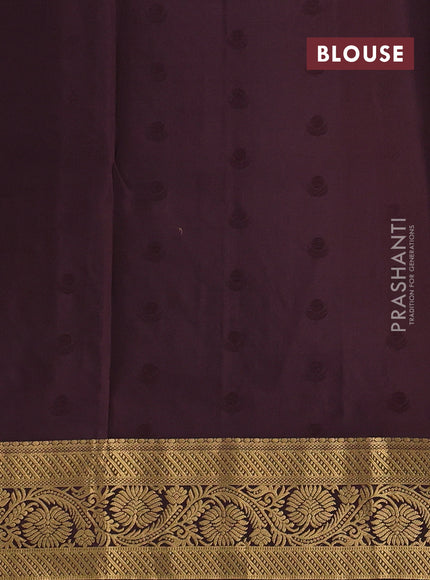 Pure soft silk saree pastel green and coffee brown with zari woven buttas and zari woven border