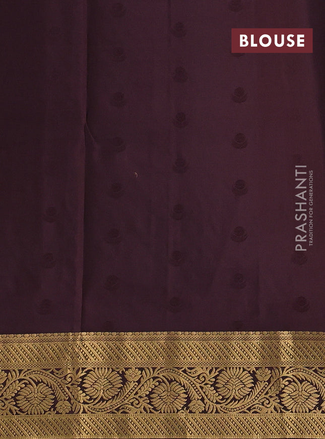 Pure soft silk saree pastel green and coffee brown with zari woven buttas and zari woven border